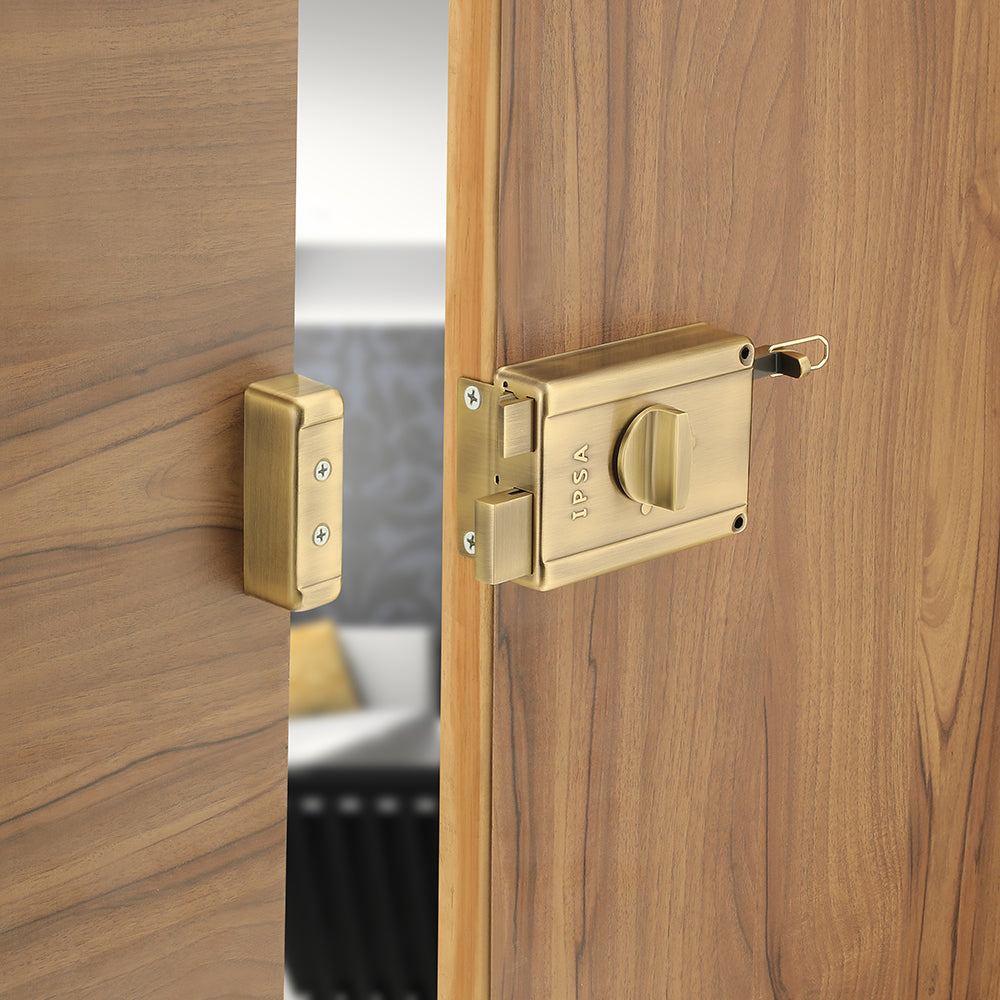 IPSA Steel NL05 High Security Main Door Lock with Computer Dimple Key, Standard Size (Antique)